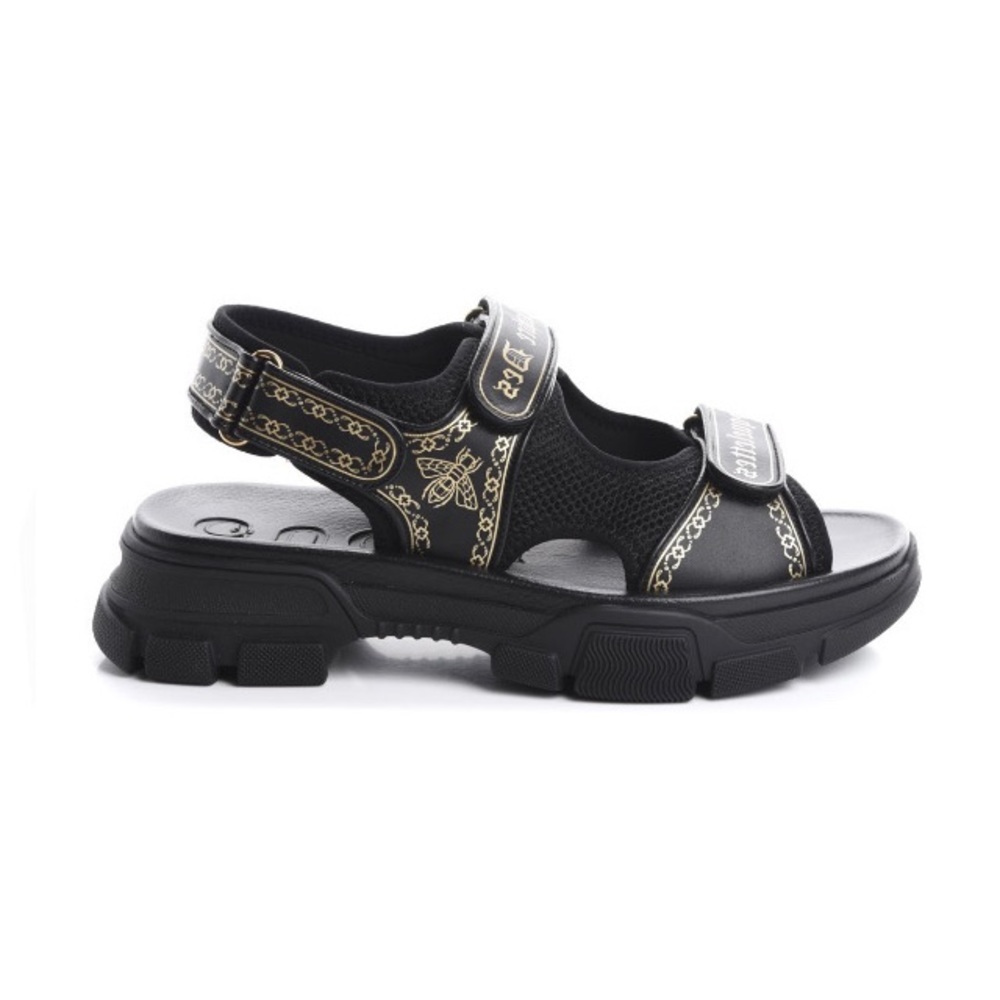 Gucci Black Leather Sandals